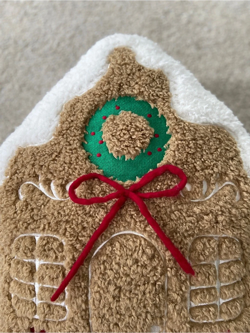 MARTHA STEWART Teddy Gingerbread House Shaped Pillow